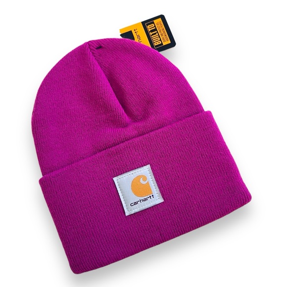New CARHARTT Knit Cuffed Beanie Model A18-P37 Magenta OS - Picture 3 of 8